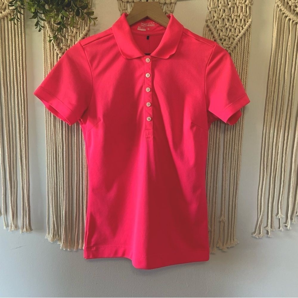 NIKE Women's Nike Golf Tour Performance Dri Fit Polo Shirt Neon Pink Small